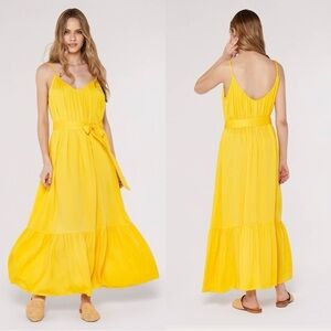 Apricot Yellow Twill Cami Maxi Dress W/O Tie